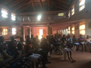 The choir rehearsing Auld Lang Syne