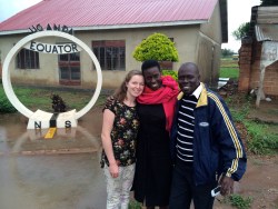 At the Ugandan equator on the way to the wedding